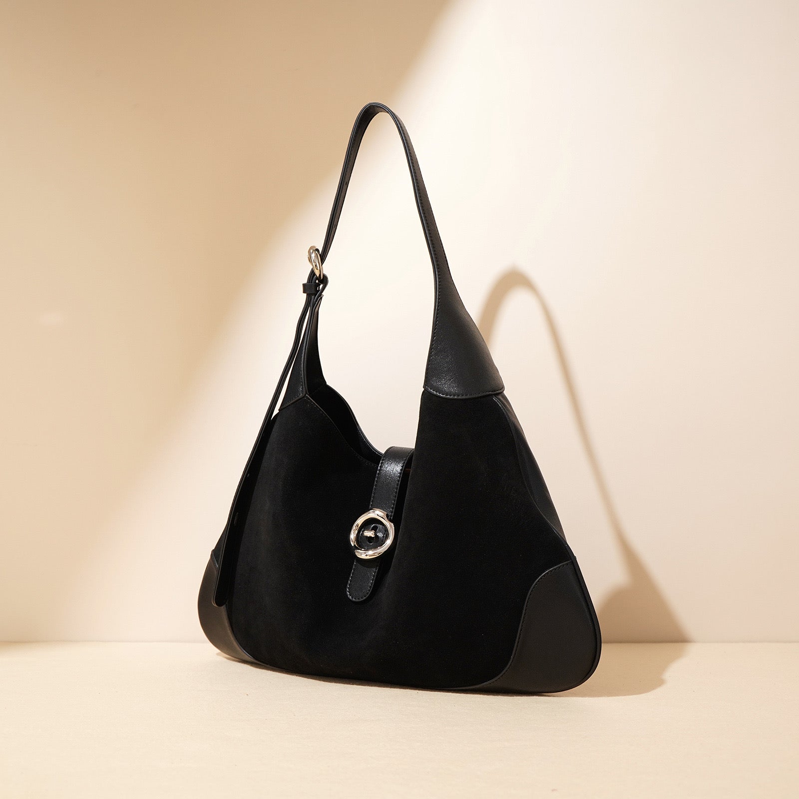 Suede Shoulder Bag - Black