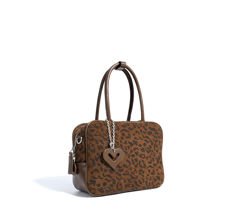 Suede Top Handle -Leopard print