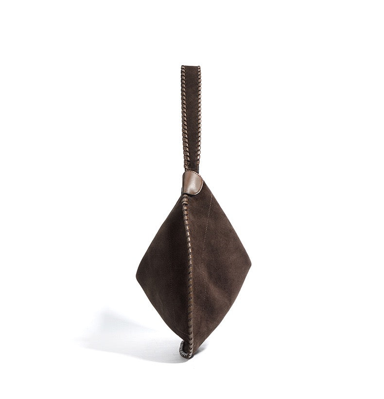 Suede Shoulder Bag - Brown