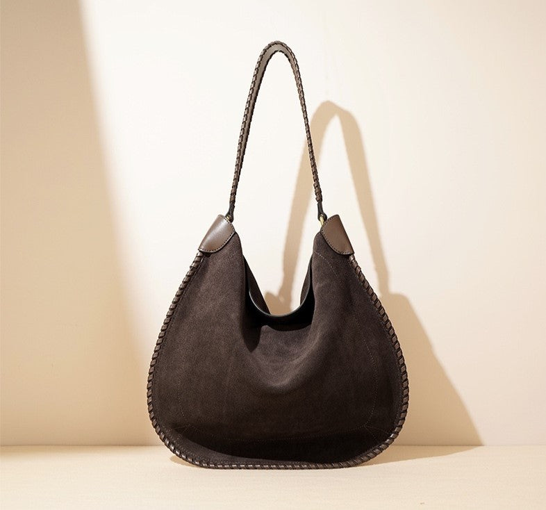 Suede Shoulder Bag - Brown