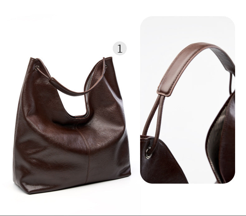 Wax Leather Shoulder - Black