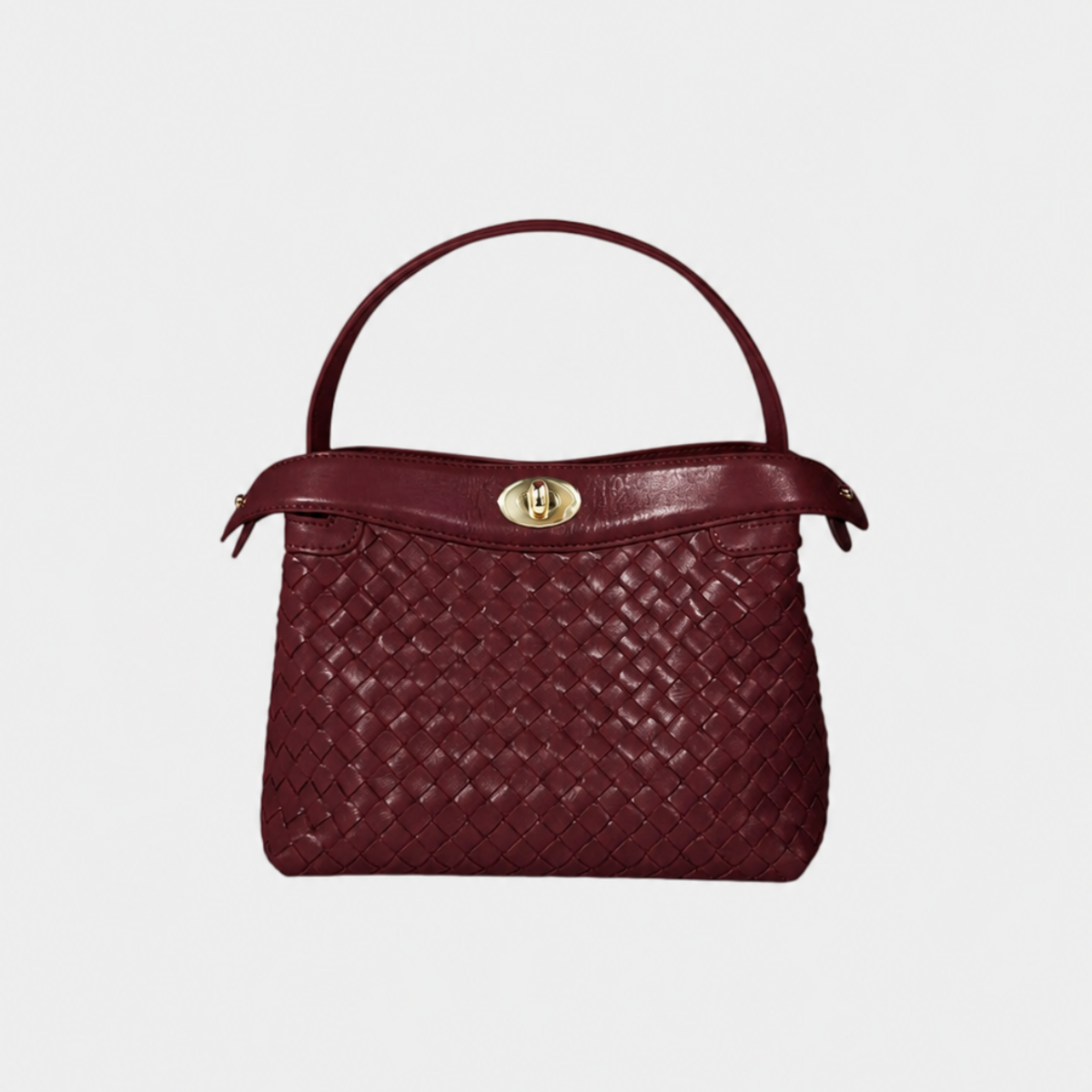 Florence Top Handle Woven Bag - Burgundy