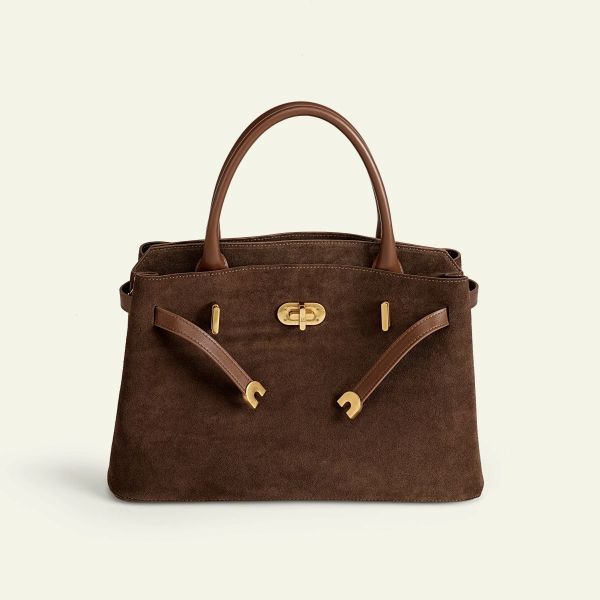 Kensington - Top Handle in Coffee Suede