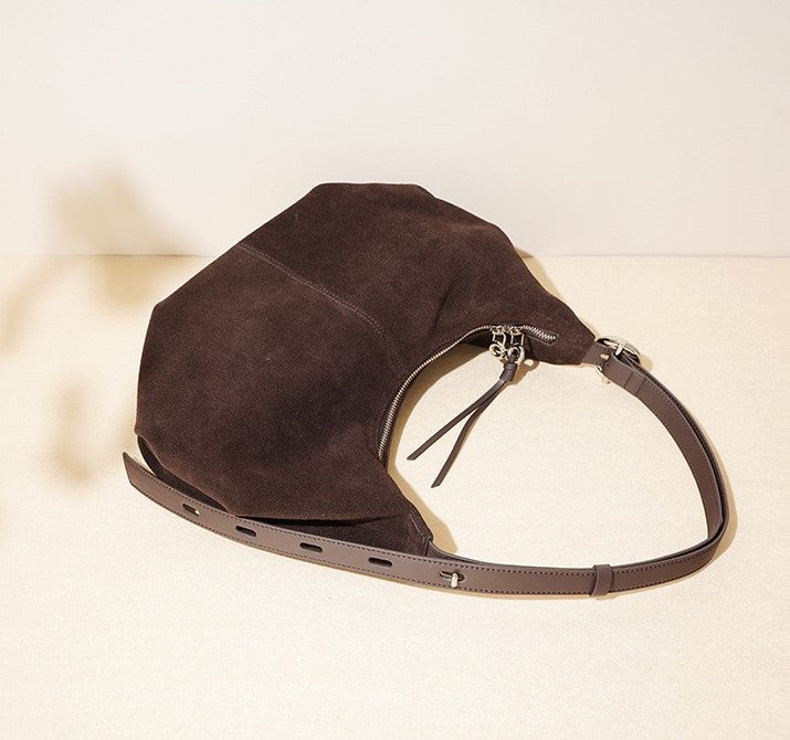 Suede Shoulder Bag - Coffee