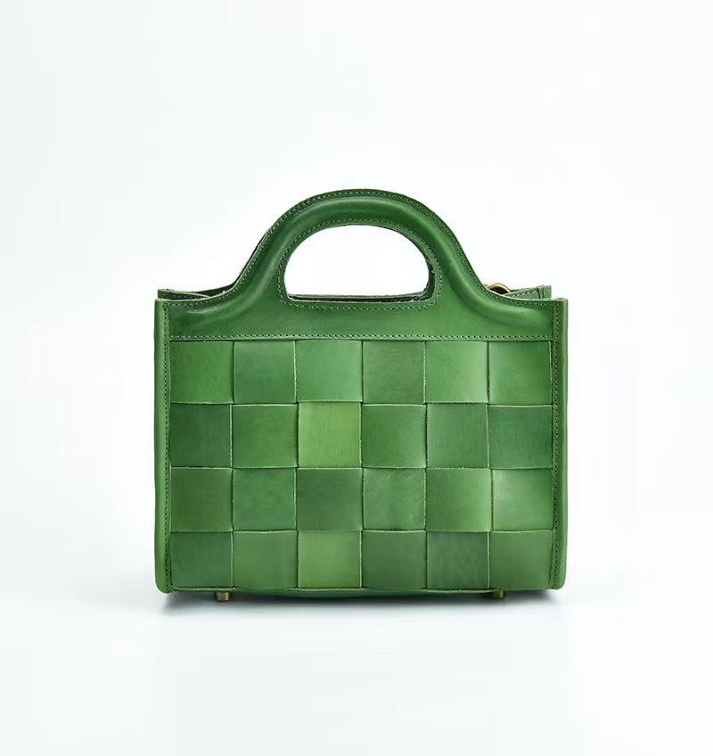 First Layer Cowhide Bristol Woven Bag