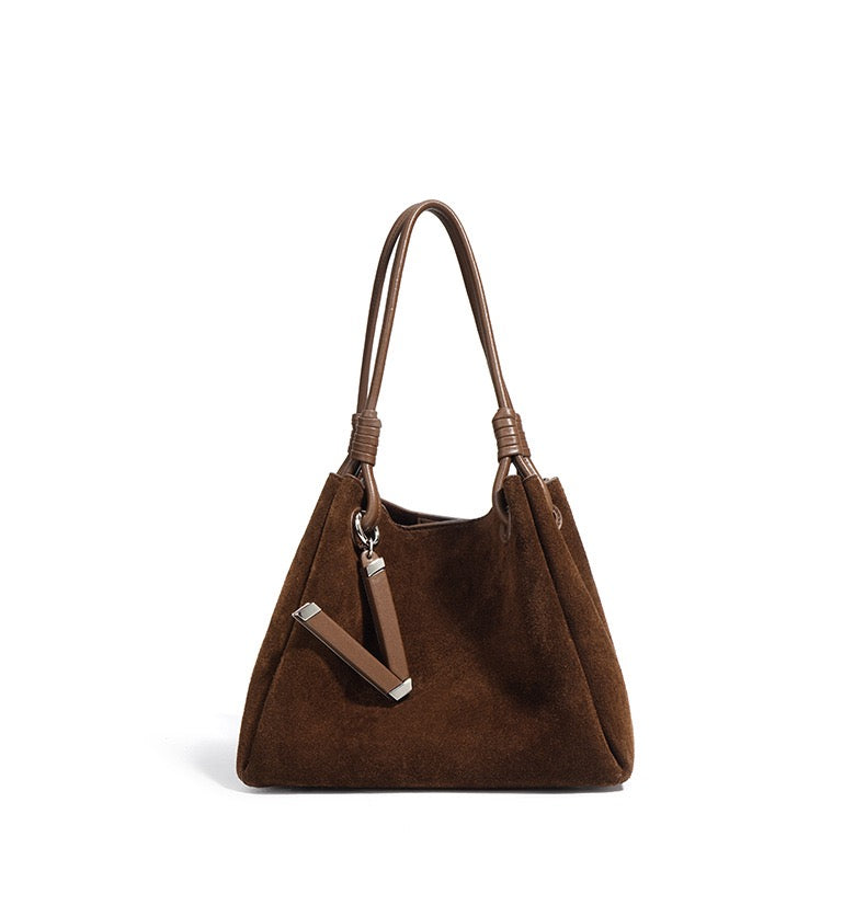 Suede Shoulder Bag - Brown