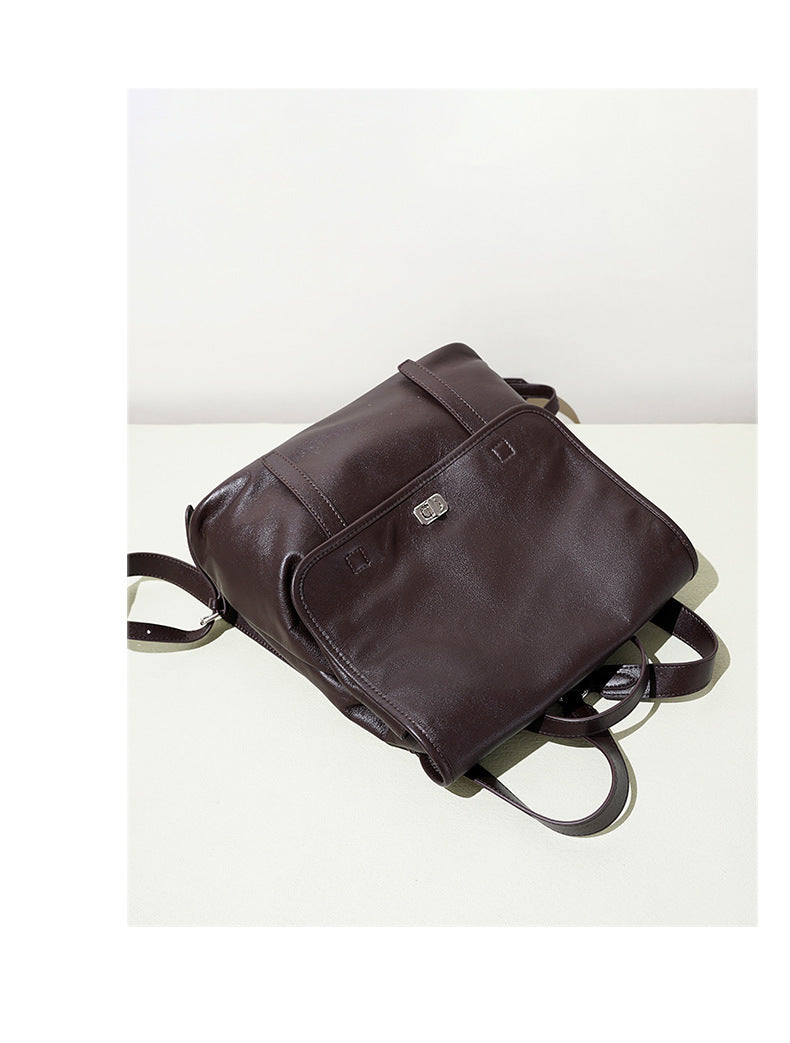 Vegetable-Tanned Cowhide Backpack - Black
