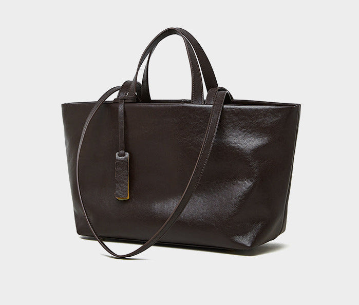 Wax Leather Tote - Brown