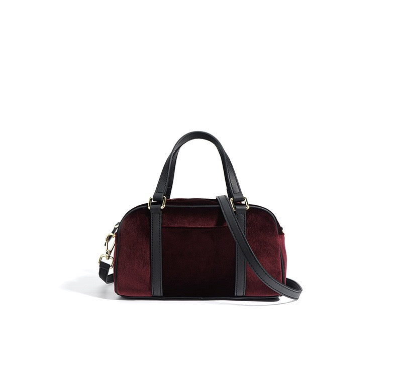 Suede Box Bag - Burgundy