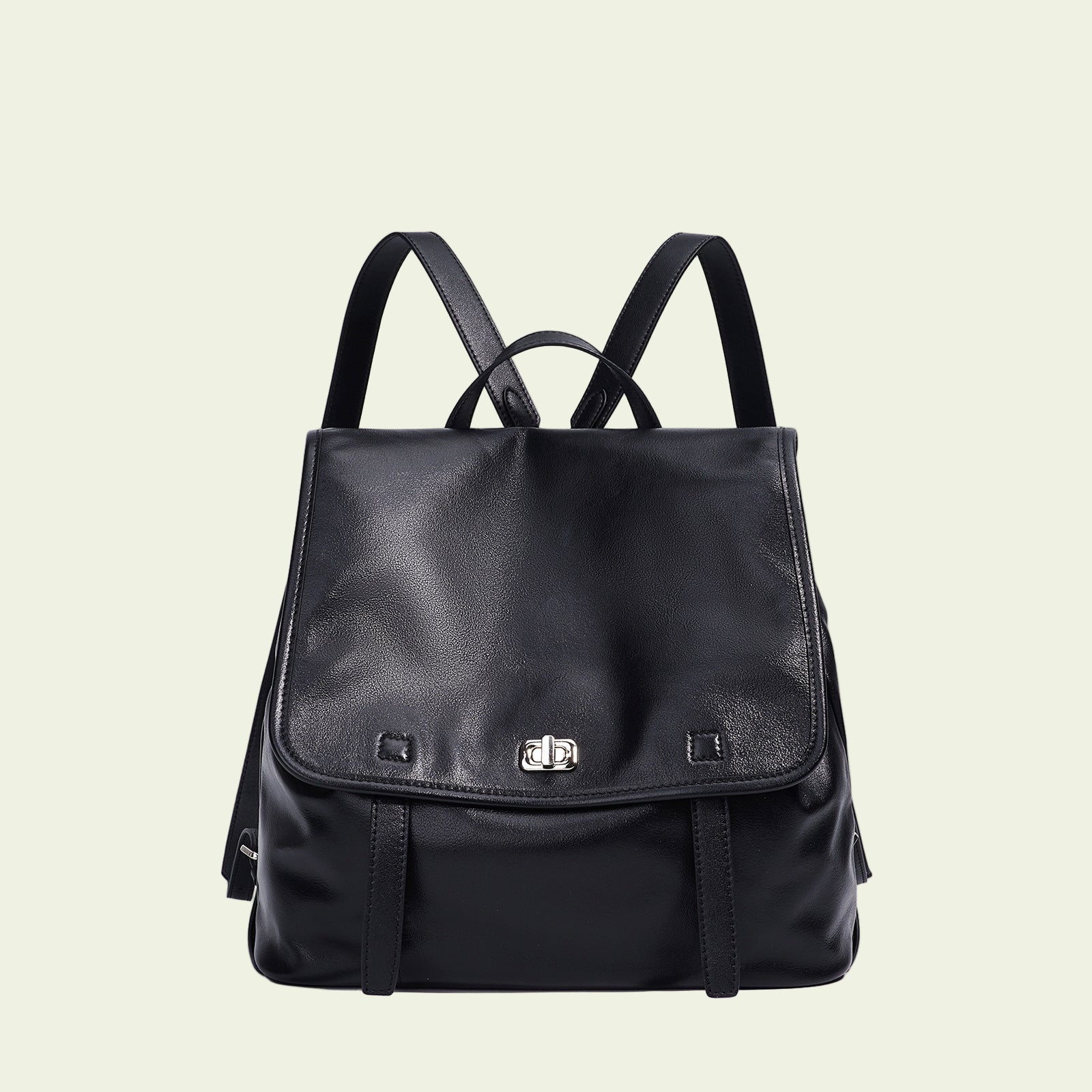 Vegetable-Tanned Cowhide Backpack - Black