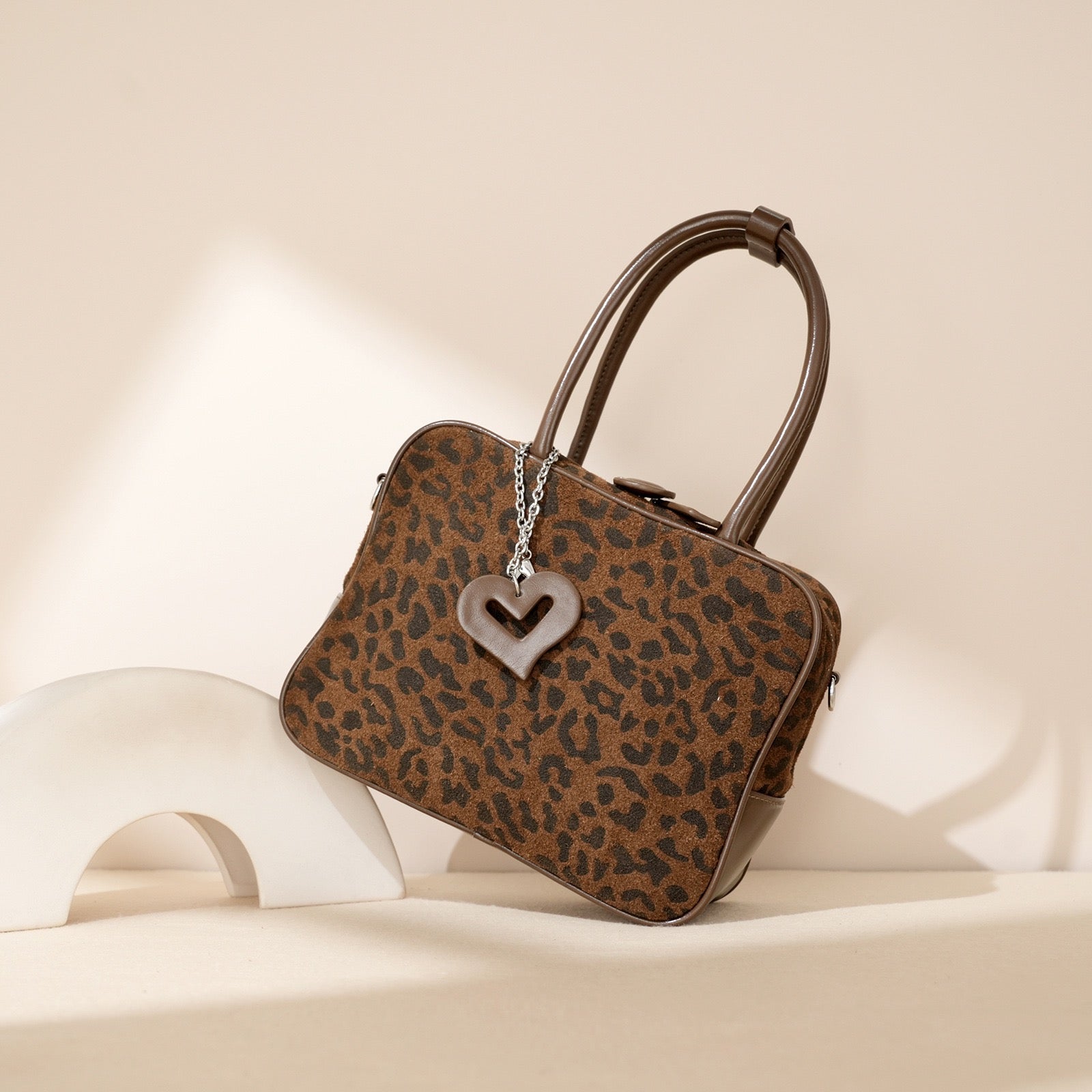 Suede Top Handle -Leopard print