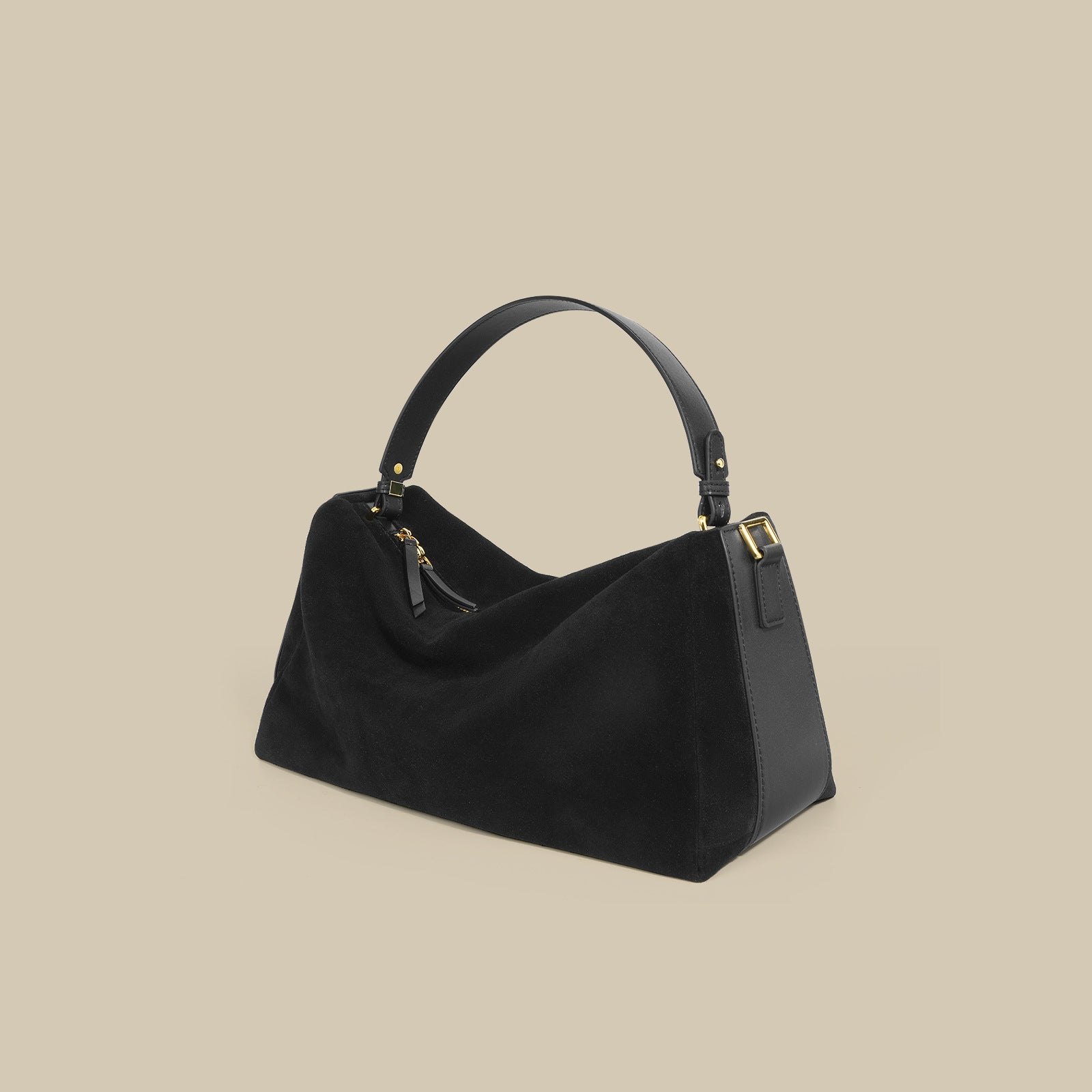 Suede Top Handle/Crossbody - Black