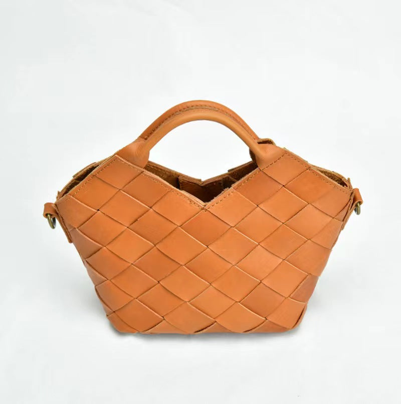 First Layer Cowhide Agnes Woven Tote Bag