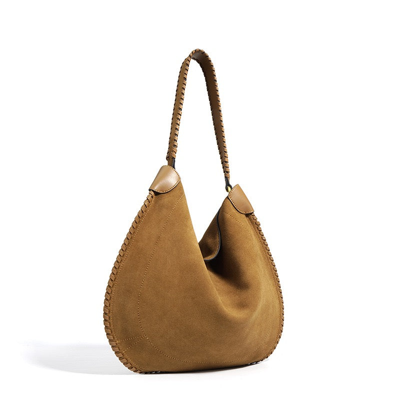 Suede Shoulder Bag - Brown