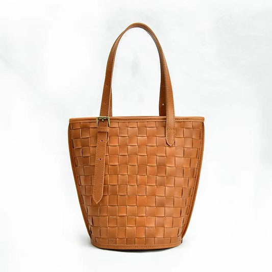 First Layer Cowhide Madrid Woven Tote/Shoulder Bag