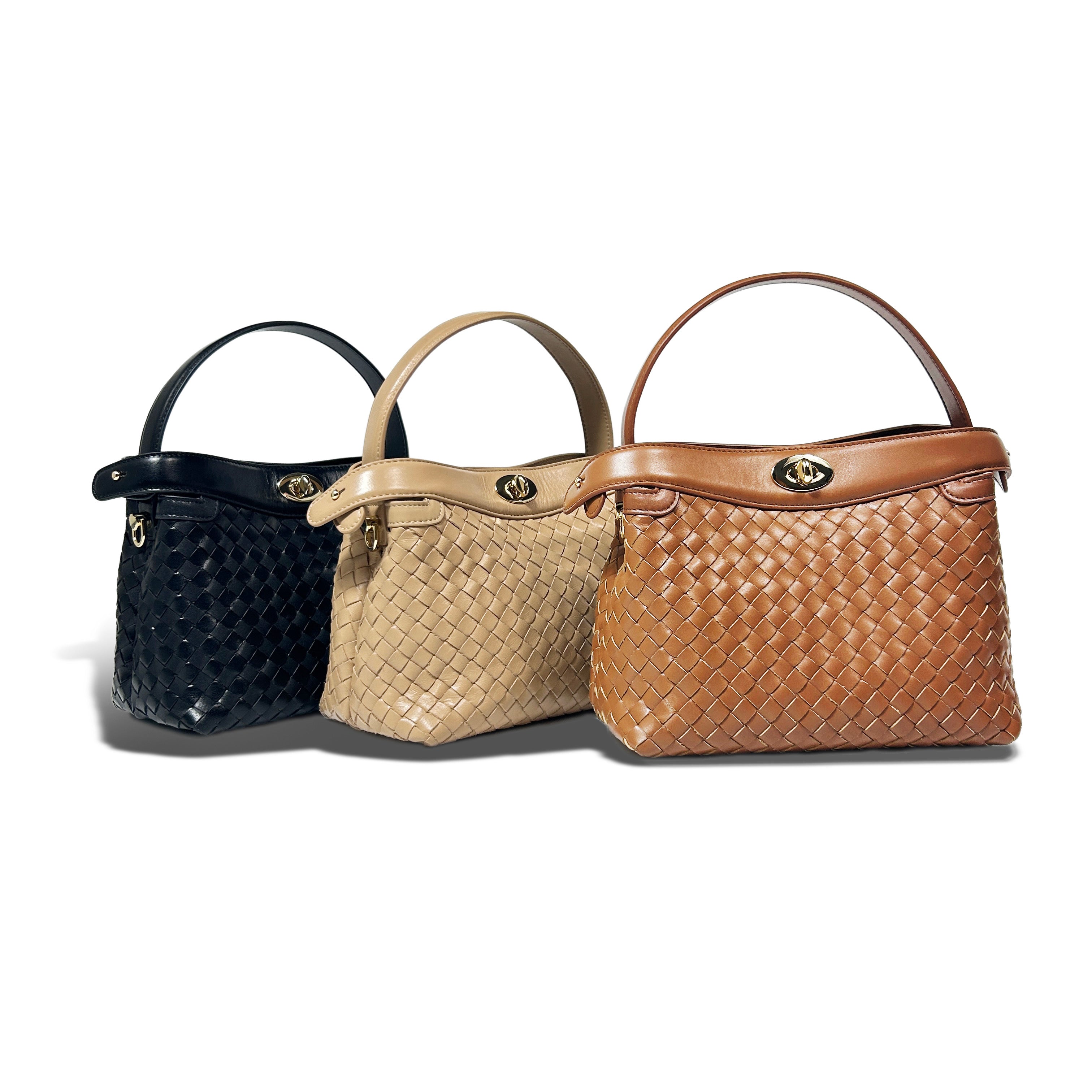 Florence Top Handle Woven Bag - Black