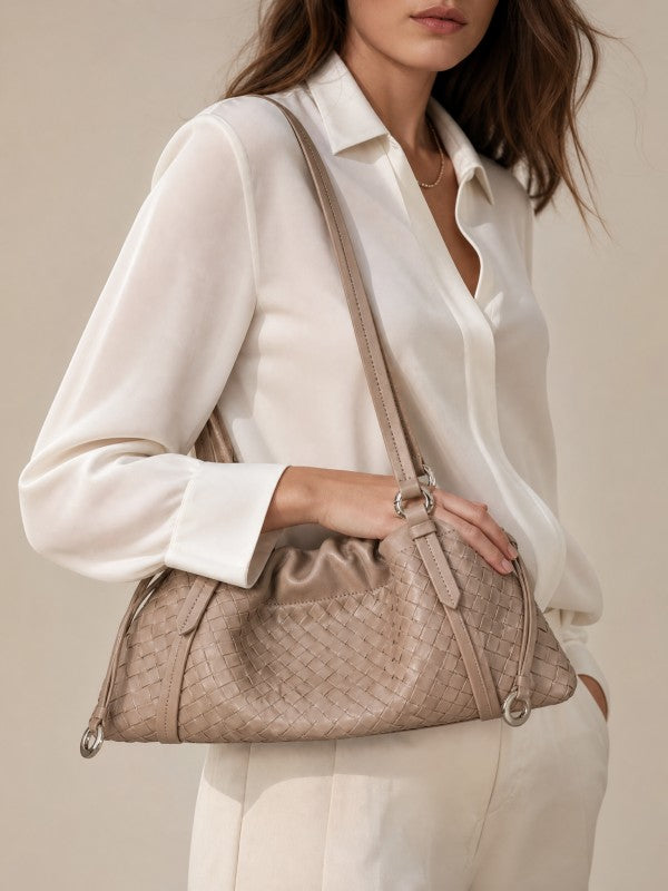 Woven Shoulder Bag - Light Yellow