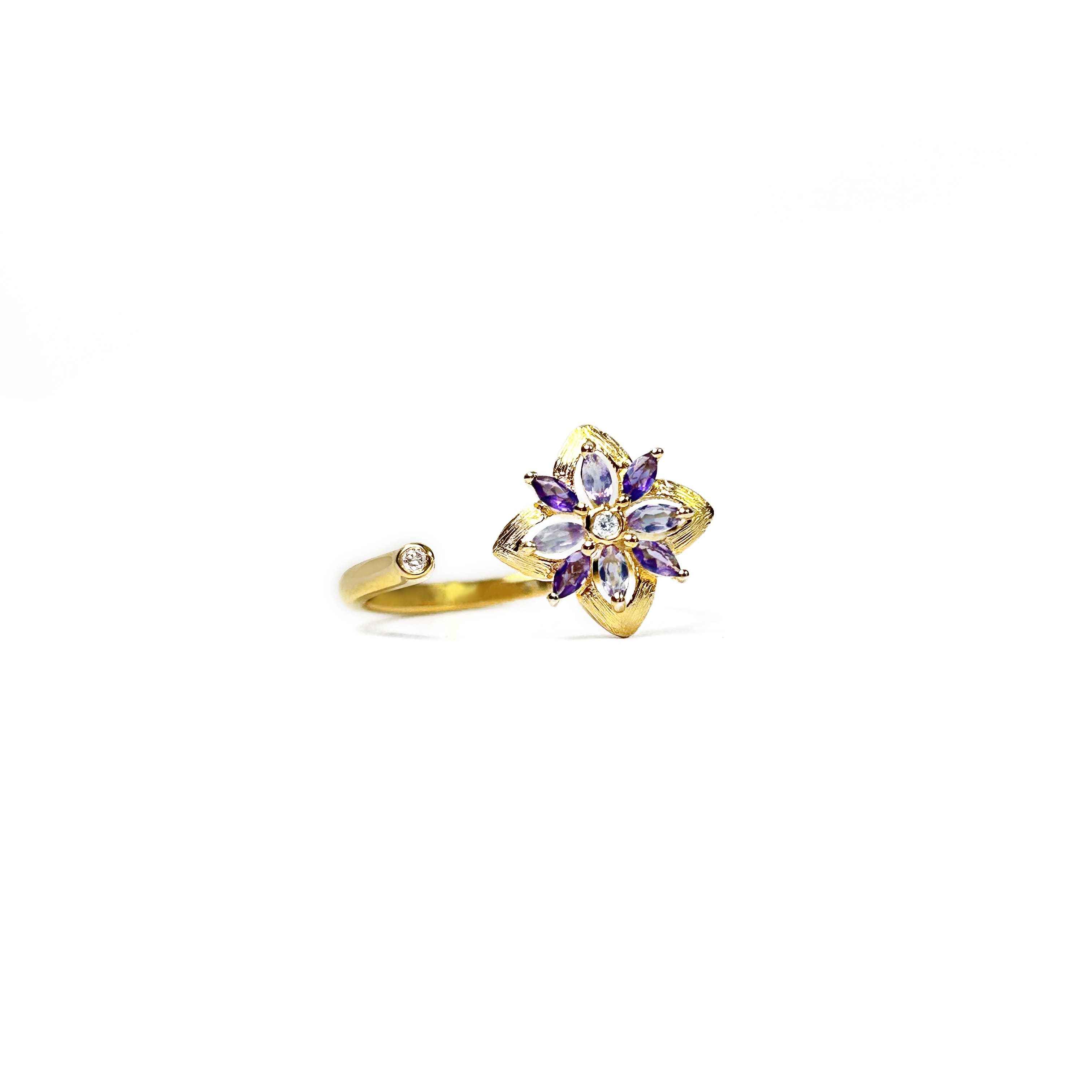 Water Lily Gold Diamond Ring