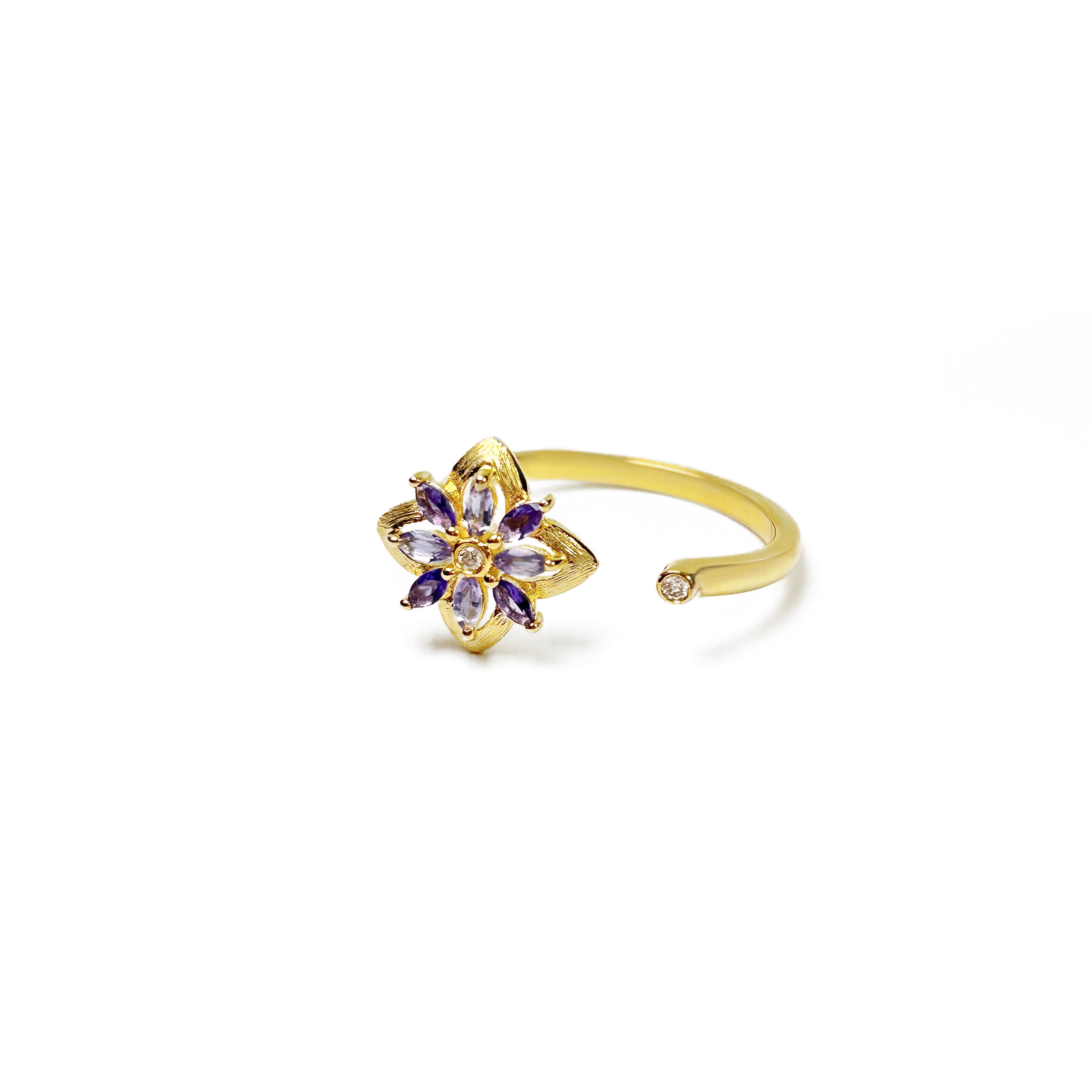 Water Lily Gold Diamond Ring