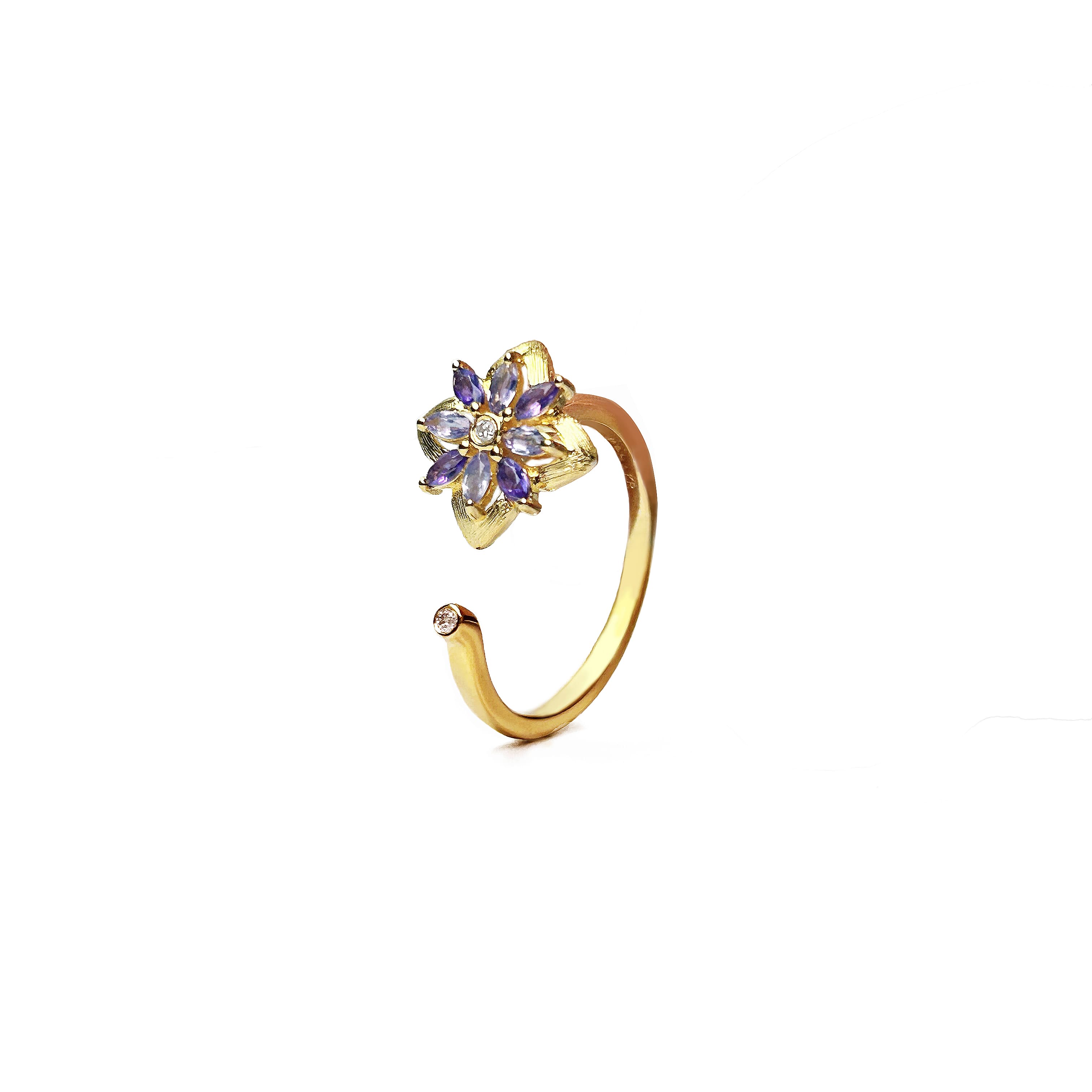 Water Lily Gold Diamond Ring