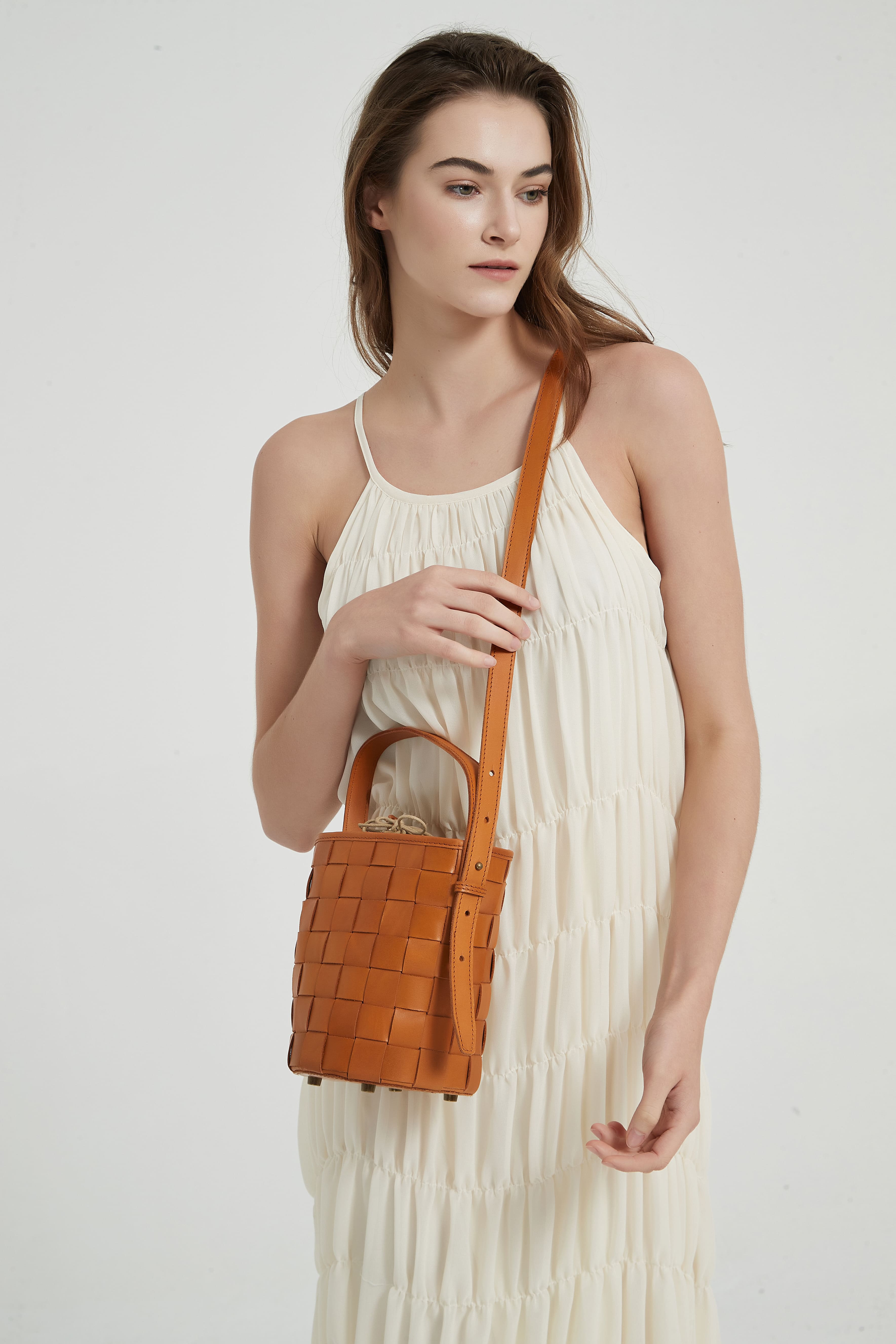 First Layer Cowhide Lucy Woven Tote Bag