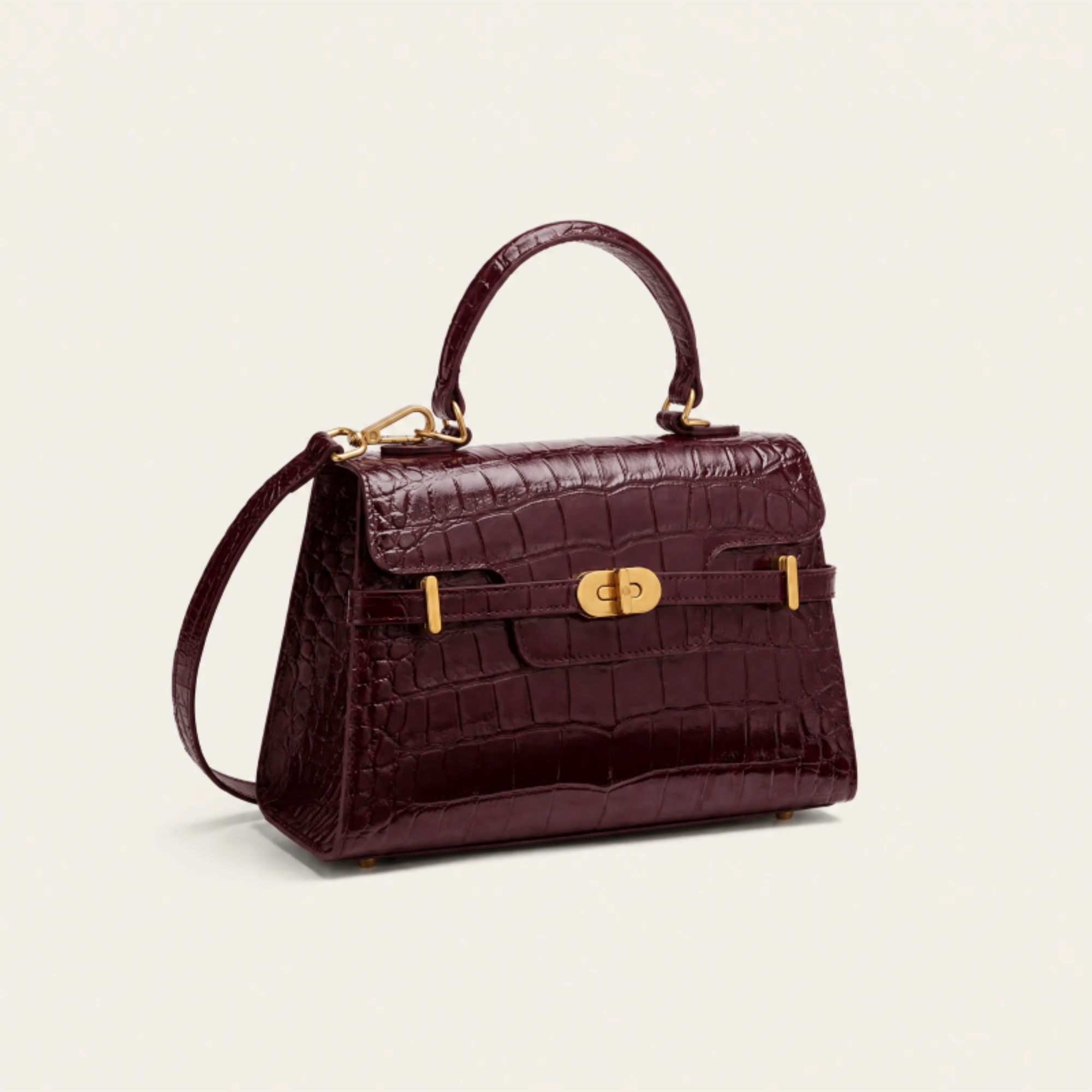 Kensington - Top Handle Burgundy Croc Embossed