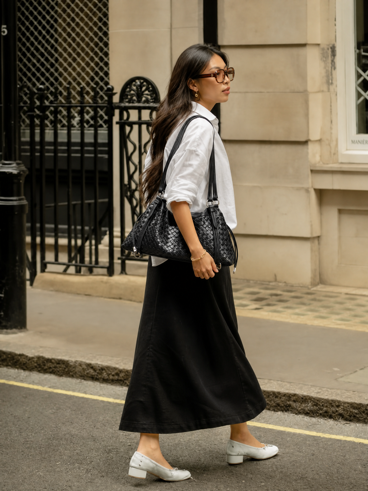 Woven Shoulder Bag - Milk Tea