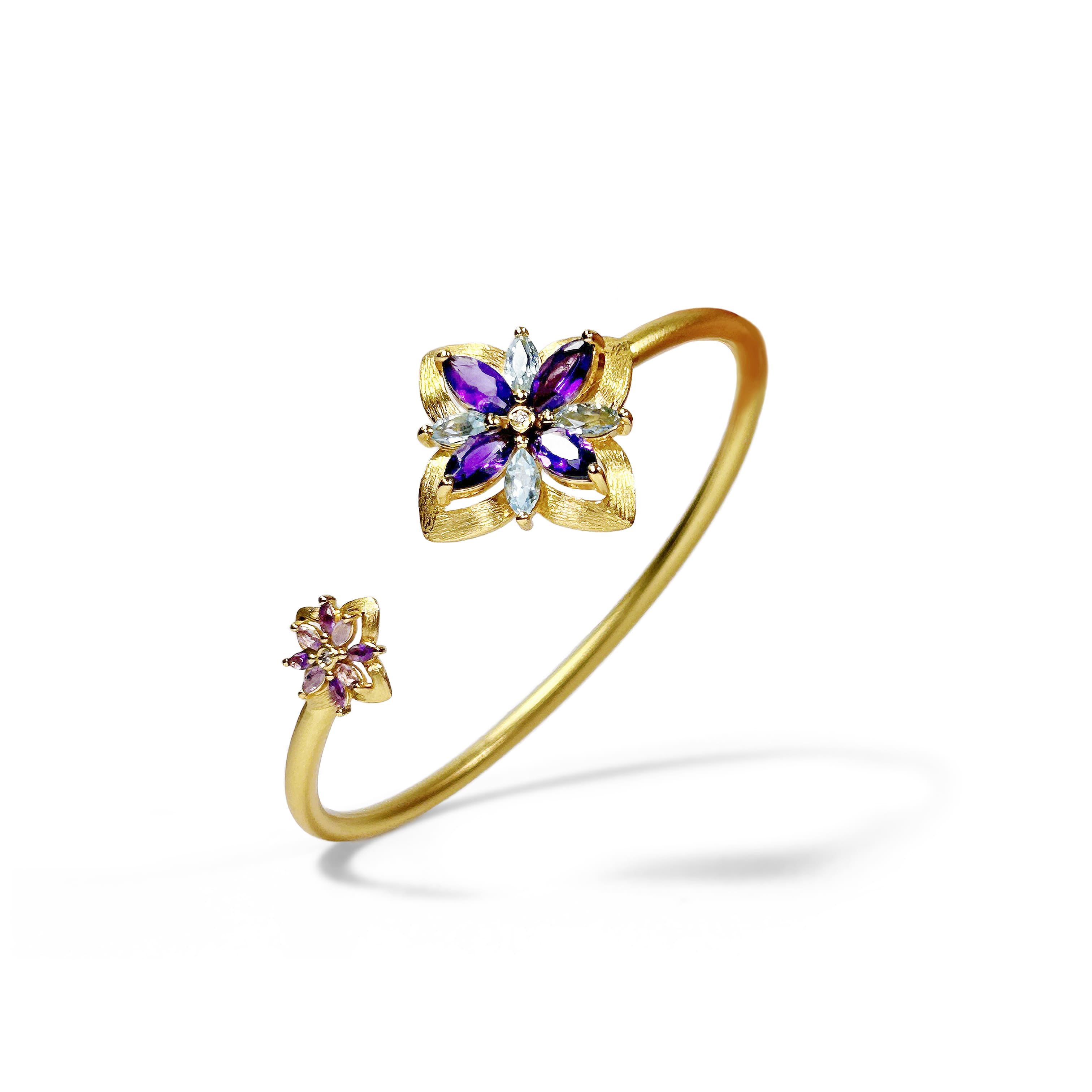 Water Lily Gold Diamond Bracelet