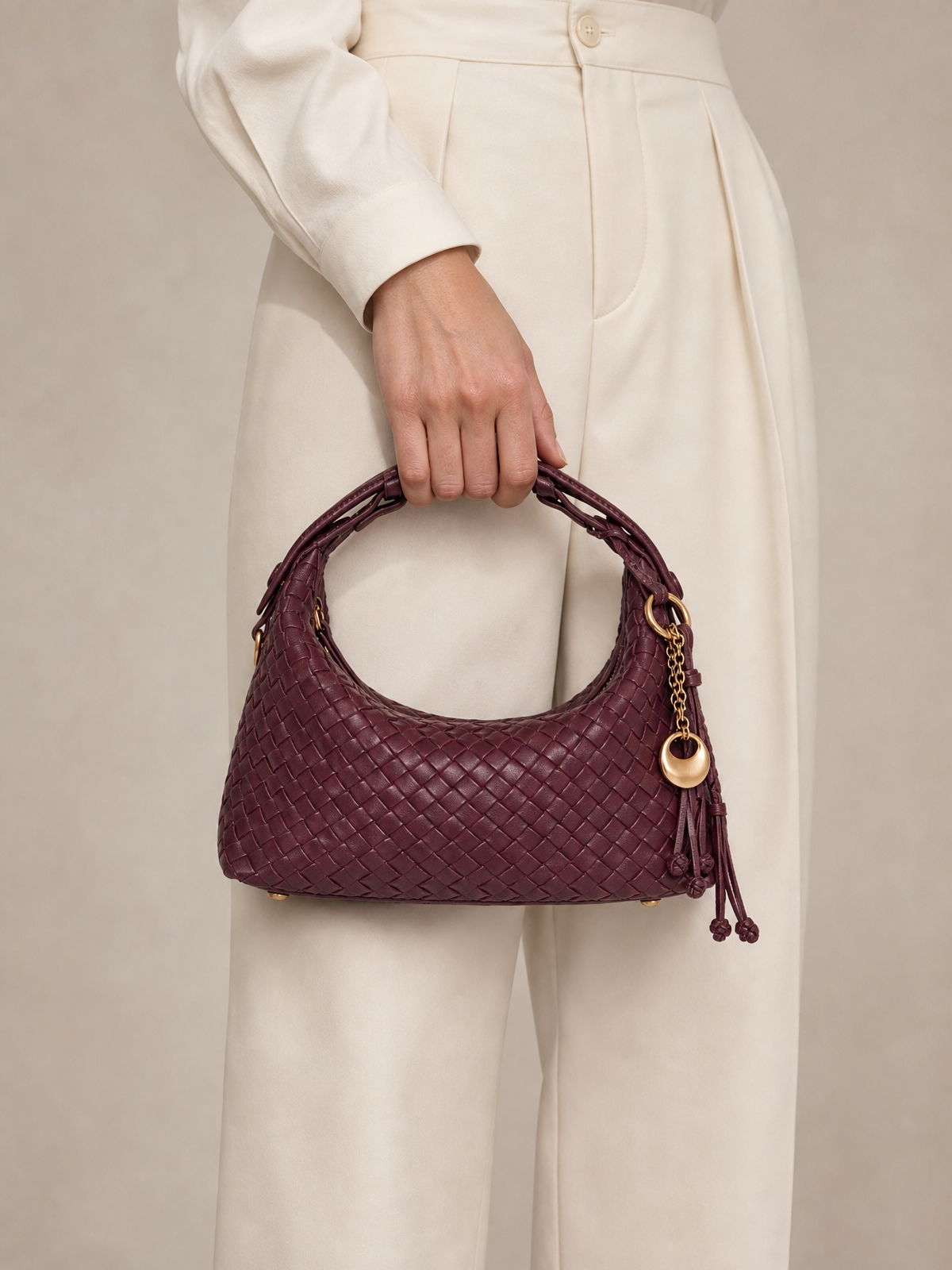 Camilla Half Moon Woven - Burgundy