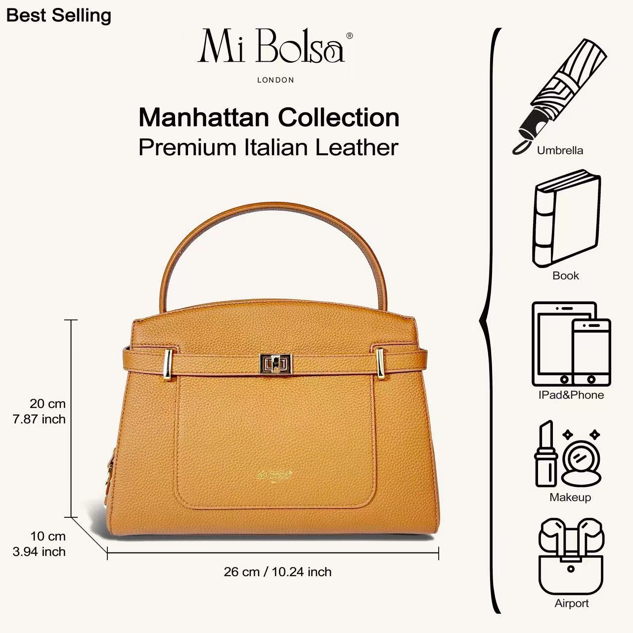 Manhattan Top Handle Bag - Biscuit