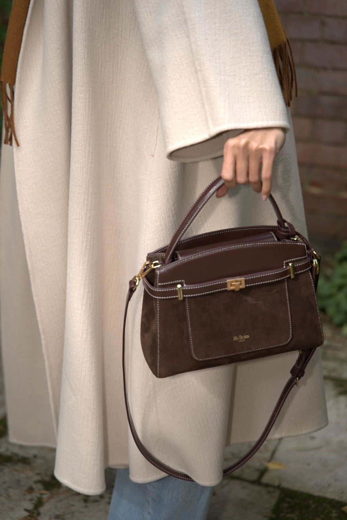 Manhattan Top Handle - Coffee Suede