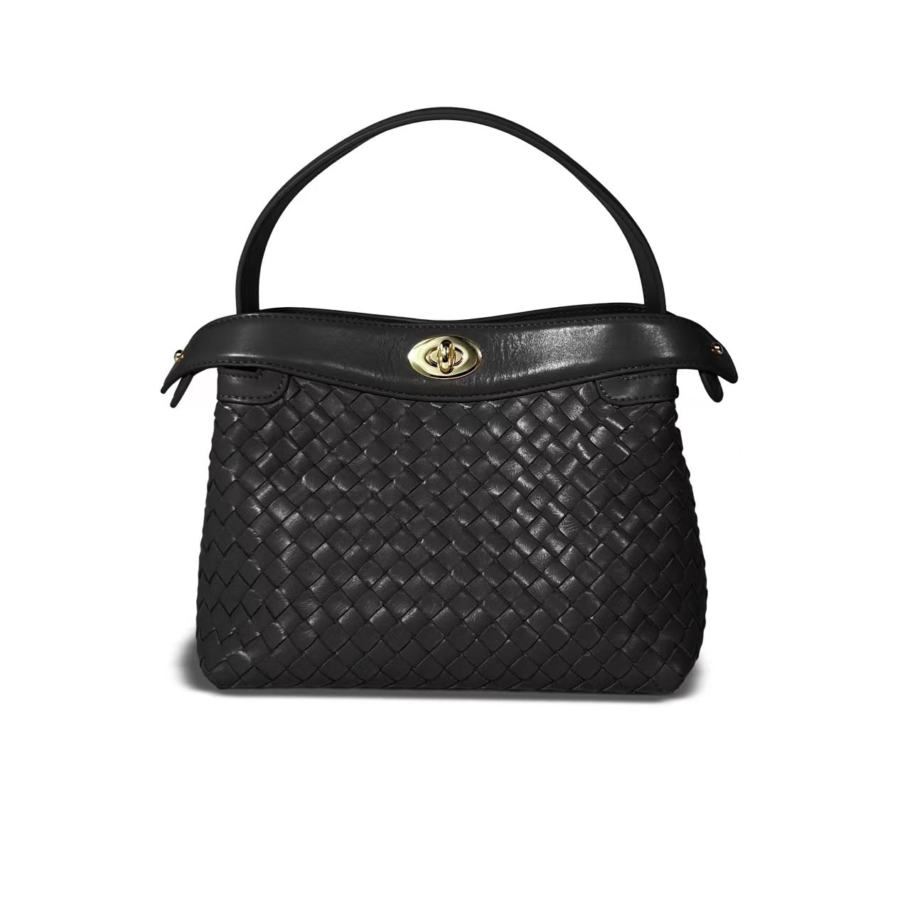 Florence Top Handle Woven Bag - Black