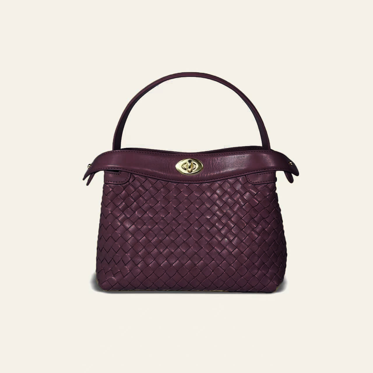 Florence Top Handle Woven Bag - Burgundy