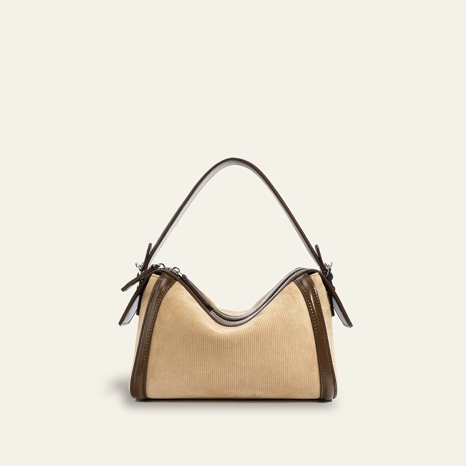 Suede Top Handle Bag-Apricot