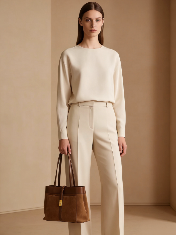 Suede Shoulder/Tote - Brown