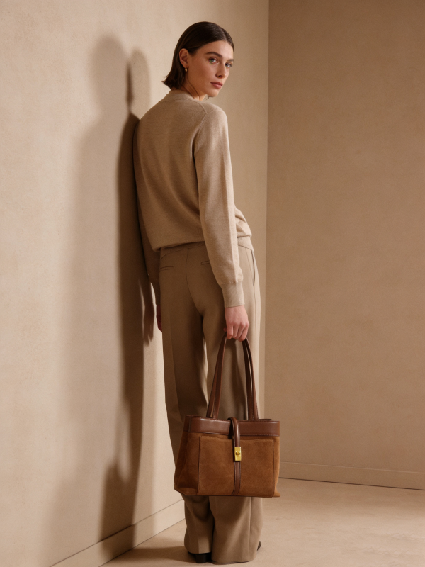 Suede Shoulder/Tote - Brown