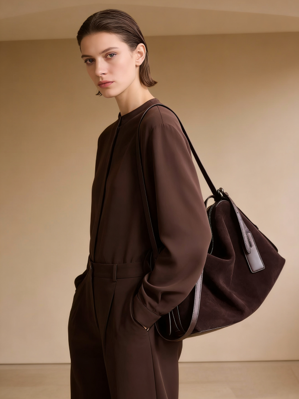 Suede Pillow Shoulder - Coffee