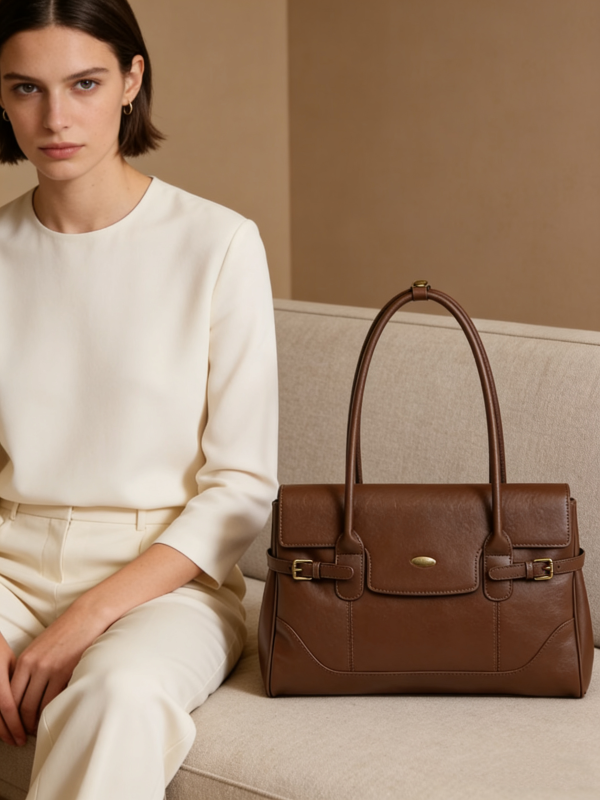 Wax Leather Top Handle - Brown