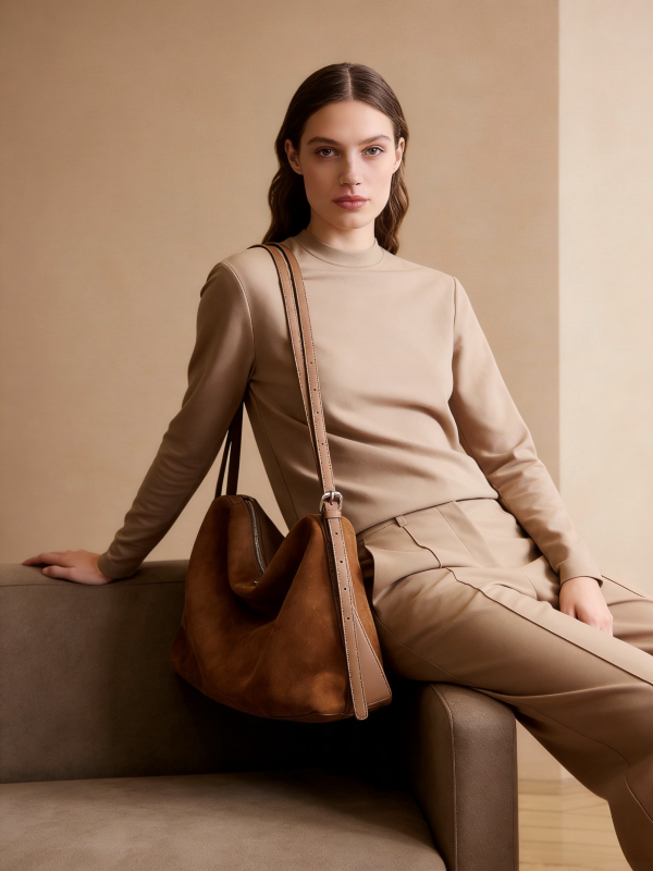 Suede Pillow Shoulder - Brown