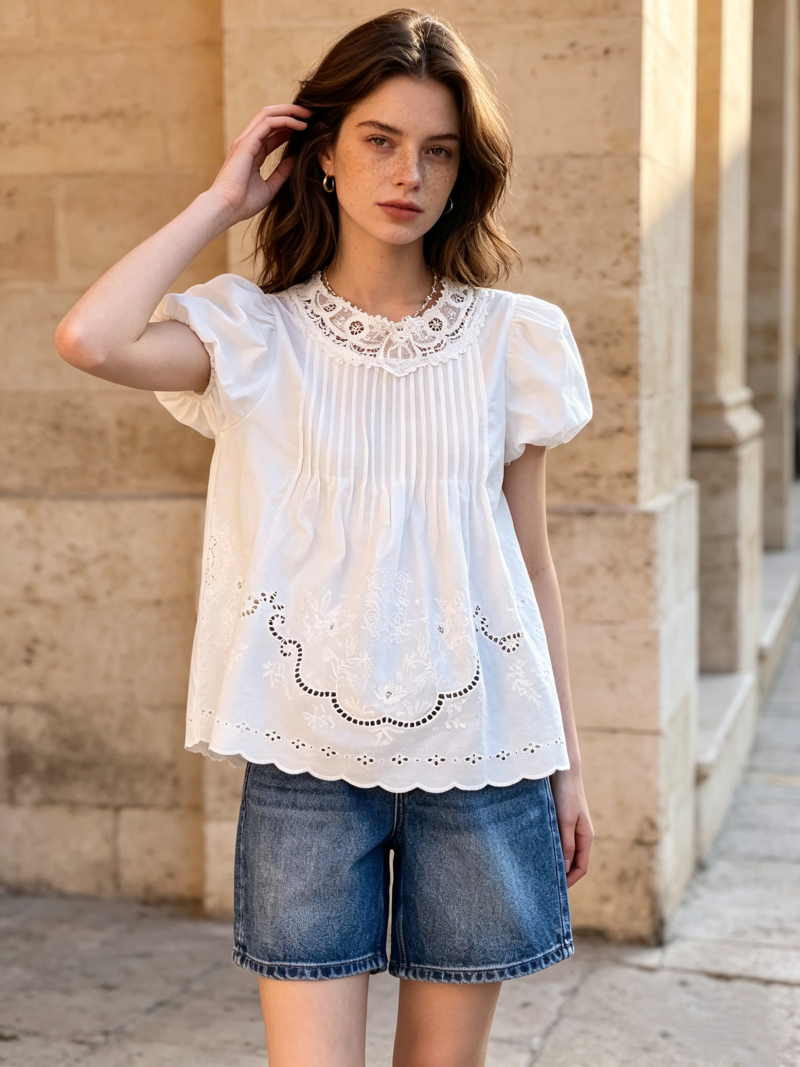 Lace Round Neck Shirt