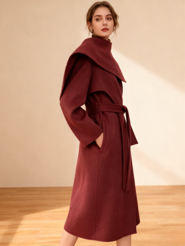 Cashmere Wool Blend Long Coat