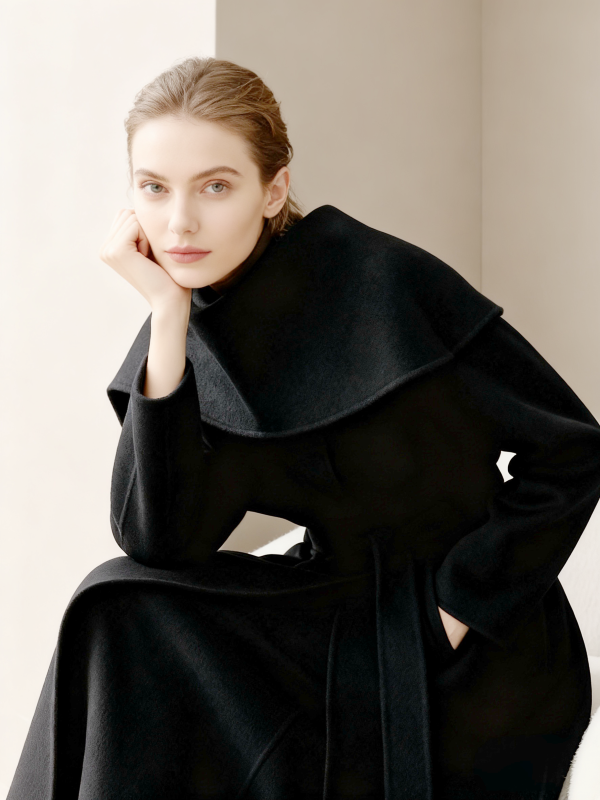 Cashmere Wool Blend Long Coat