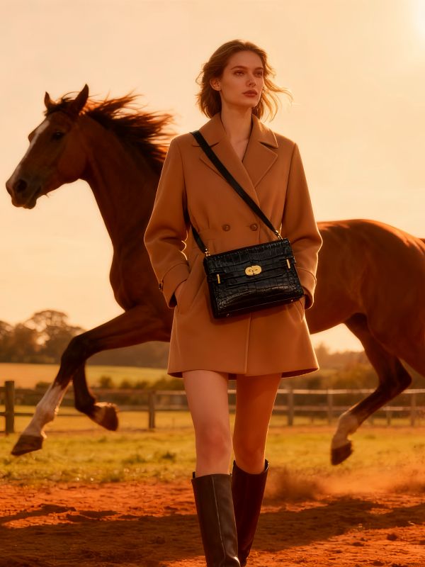 Kensington - Black Croc Embossed