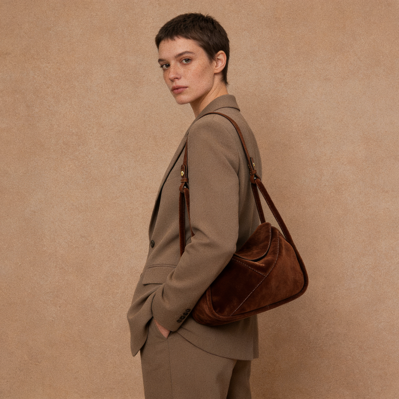 Carnaby Shoulder - Coffee Suede