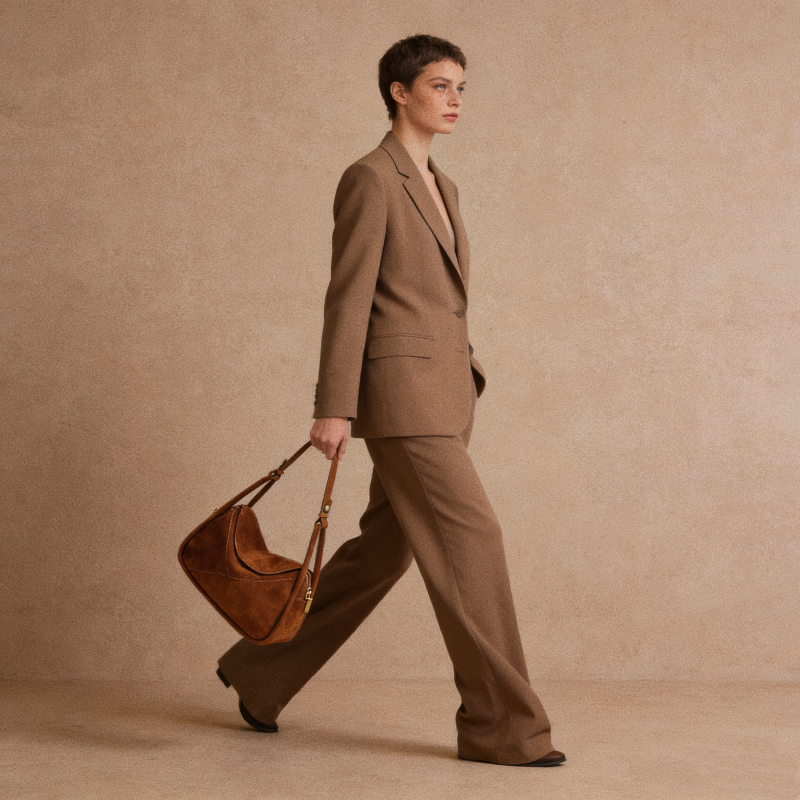 Carnaby Shoulder - Coffee Suede