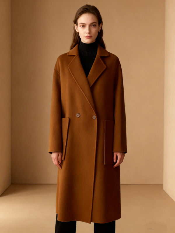 Cashmere Wool Blend Long Coat