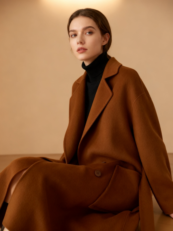 Cashmere Wool Blend Long Coat
