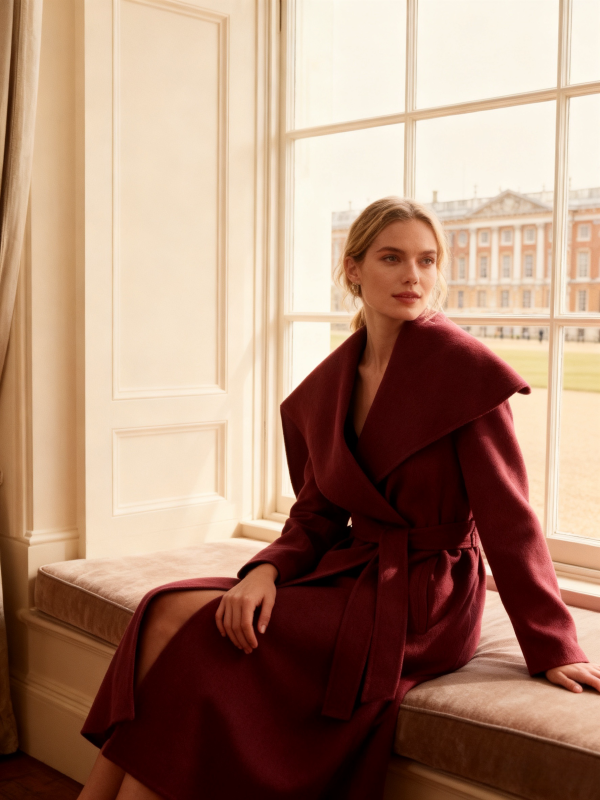 Cashmere Wool Blend Long Coat