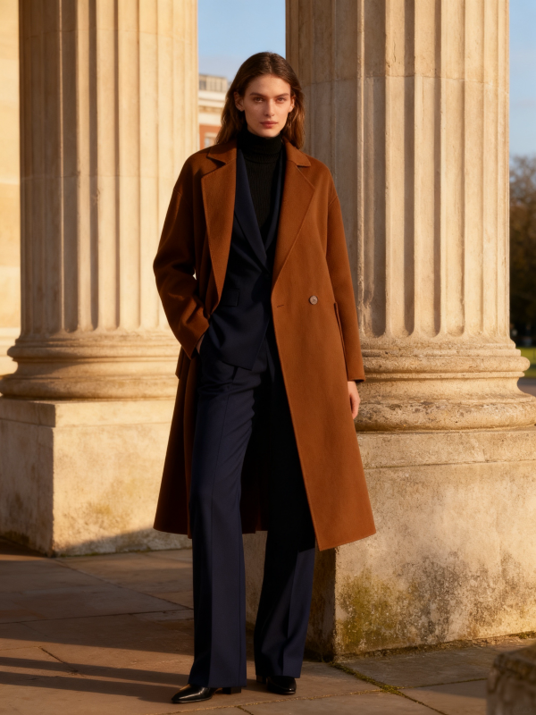 Cashmere Wool Blend Long Coat