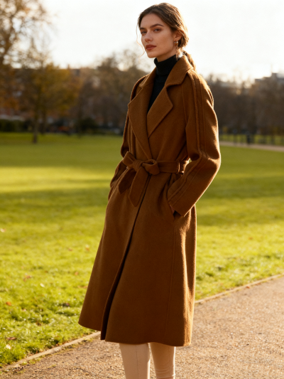 Cashmere Wool Blend Long Coat